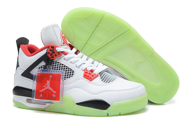 Air Jordan 4 Men Shoes Black/Palegreen/White/Red Online